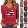 Damen T-Shirt Print 3/4 Ärmel Alltag Wochenendmode Basic V-Ausschnitt Normales Oberteil
