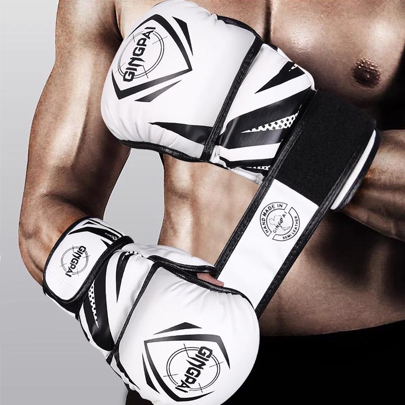 Profesionální MMA a boxerské rukavice s polovičními prsty pro děti a dospělé – Zesílené pro Muay Thai boj, Sanda a trénink na boxovacím pytli pro muže a ženy.