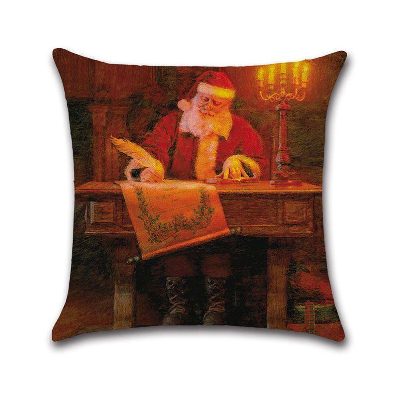 Elegantes Weihnachtskissen aus Leinen mit Weihnachtsmann für gemütliche Heimdekoration