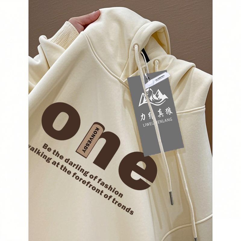 Толстовка с капюшоном популярная флисовая утепленная женская новая свободная и ленивая спортивная одежда осенью и зимой 2025 XXXL