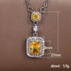 New Versatile Yellow Diamond Zircon Square Necklace Luxury Pink  Pendant  Female High Quality Jewelry