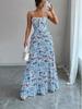 Elegant Floral Print Spaghetti Strap Long Dress - Summer Women's Fashion 2026