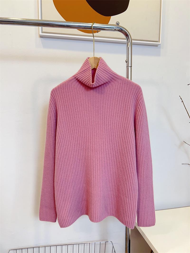 

Женский свитер с высоким воротом из 100% шерсти - внутренний слой из высококачественной шерсти One Size розовый