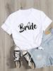 Nevěsta Ring Finger Nevěsta Tým Tisk Rozlučka Svatební Party Dámské Tričko Ležérní Dámské Tričko s krátkým rukávem se základním límečkem