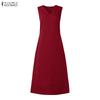 ZANZEA Women Elegant V-Neck Casual Sleeveless Dress