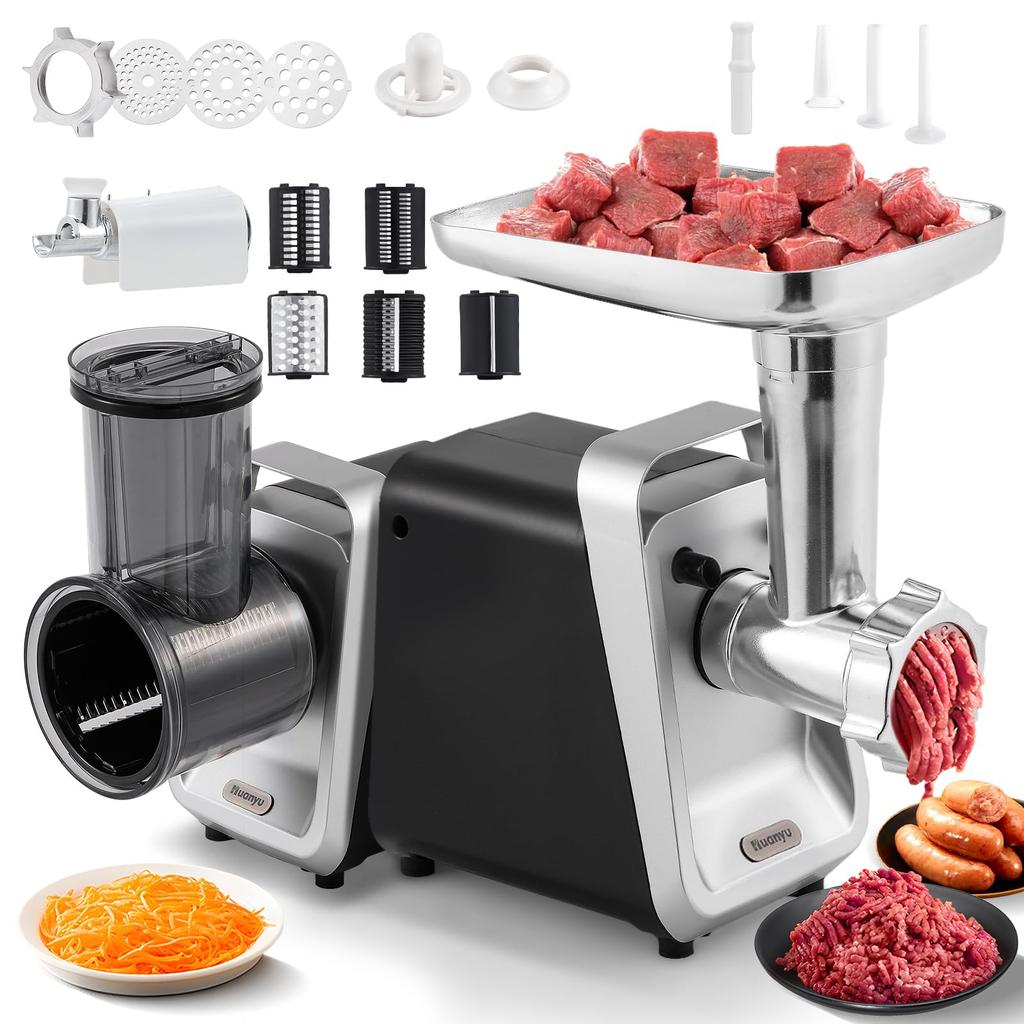 Huanyu Meat Mincing Vegetable Meat Ground Sausage Miso Intestine Stuffing For Home Commercial Easy To Clean Mincer, Machine, 350W, 3/5/7mm Plate,