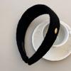 Wool Oval Gold Label Wide Hair Band for Autumn and Winter, High Top Hairpin, High-end Headband for Going Out