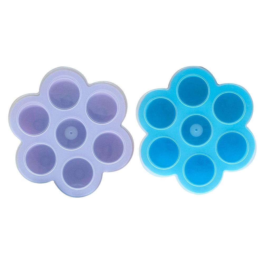 

2PCS 7-hole Silicone Supplementary Food Box with Cover Food Container Bento Box Tableware 2pcs#1
