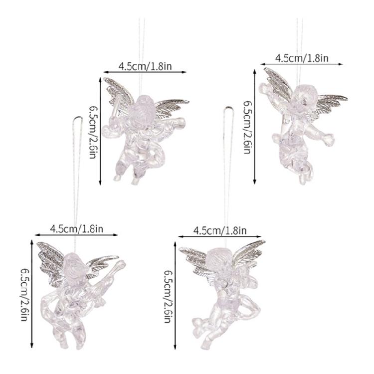 4pcs Christmas Angelic Decorations Acrylic Angelic Hanging Decorations for Festival Season Christmas Embellishment