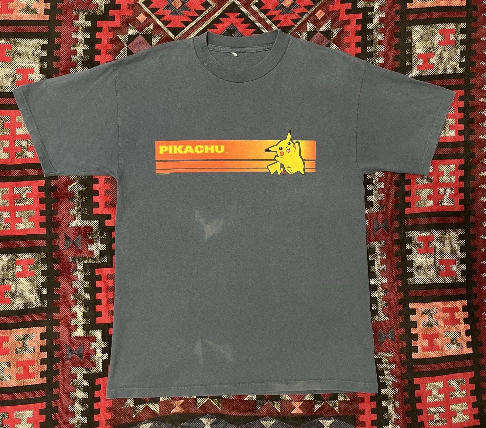 Vintage Pokemon Pikachu Promo Shirt Nintendo 1999 Mens Large Fade Blue Box Logo L