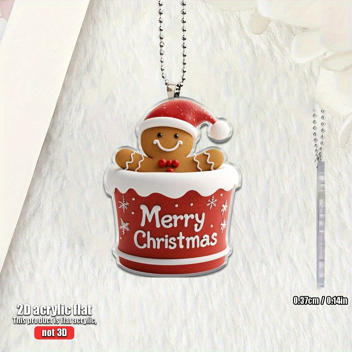 

2D Christmas hat Gingerbread Figurine Ornament Suitable for Car Home Festival Decoration Christmas Tree Pendant Christmas Gift