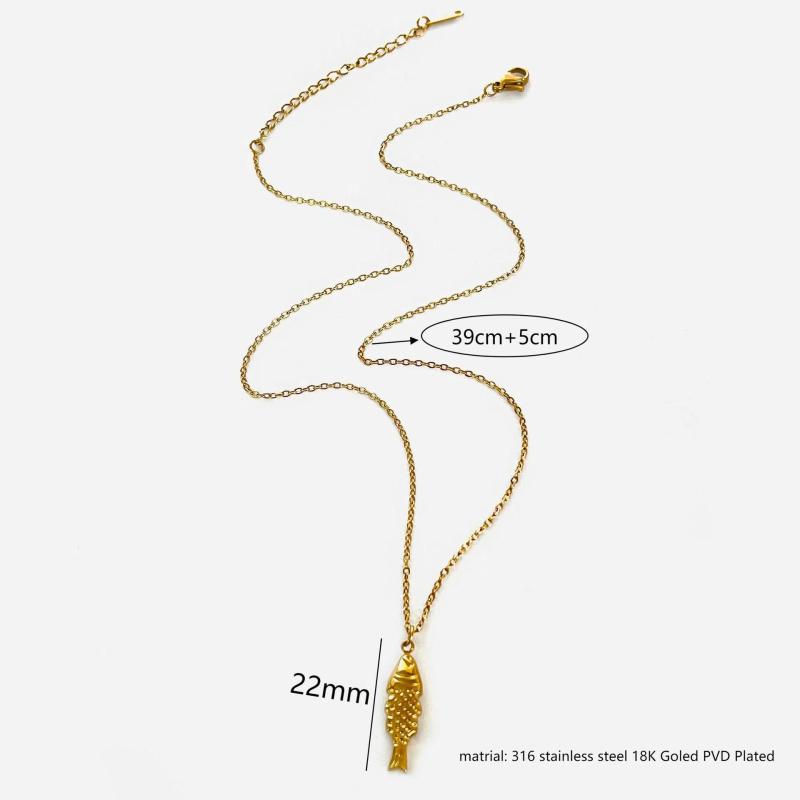 

Дизайн Нержавеющая сталь Золотое покрытие Подвеска в виде рыбки Колье-ключица для женщин Водонепроницаемые Ювелирные аксессуары для пляжной вечеринки