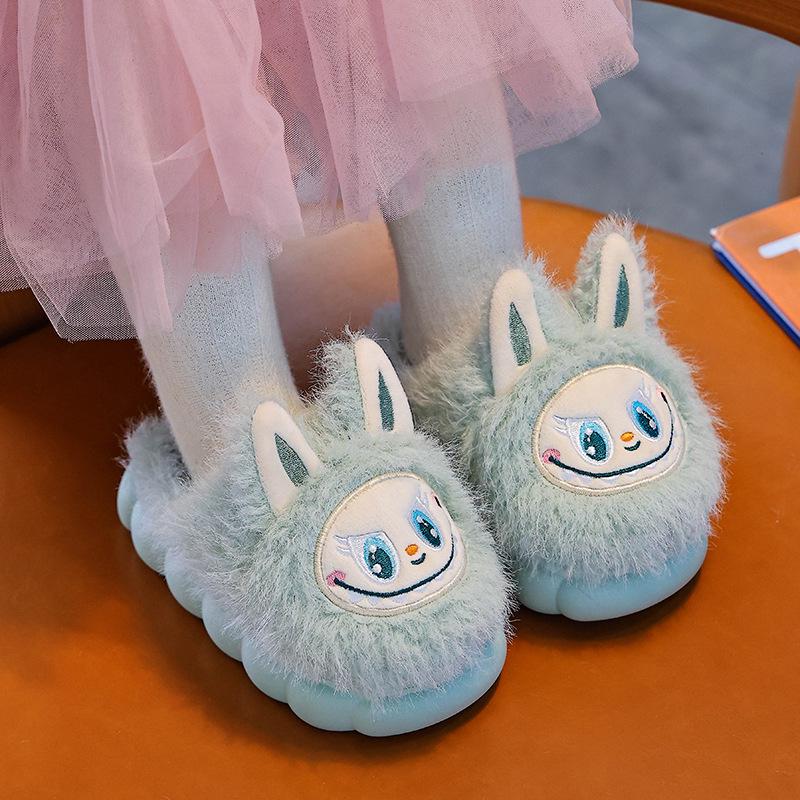 Boys' and Girls' Cozy Winter Slippers - Thick-Sole, Non-Slip, Plush Velvet, Indoor Warmth