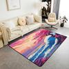 Japanese Samurai & Red Maple Print Area Rug, Non-Slip Floor Mat for Living Room Bedroom, Warrior Design Home Decor Carpet