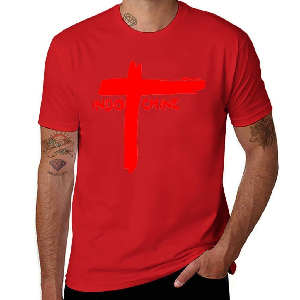 Indochine Classic T-Shirt for a Boy Blanks Vintage Clothes Anime Slim Fit T Shirts for Men