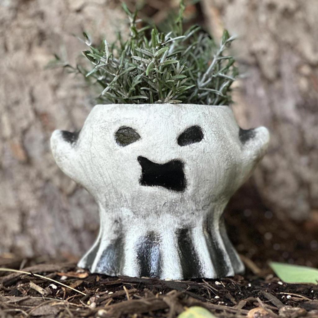 Halloween Decor Ghost Planter Ghost Vase Bucket Horror Theme Spooky Festival Resin Creative Flower Pot For Garden