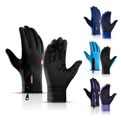 Guanti invernali da ciclismo Guanti caldi da bicicletta touchscreen a dita intere con cerniera Antiscivolo Antivento Guanti sportivi da ciclismo all'aperto