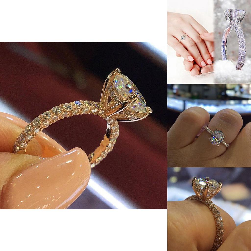 Princess Ring Jewelry With Cubic Zirconia Geometric Design For Engagement And Wedding