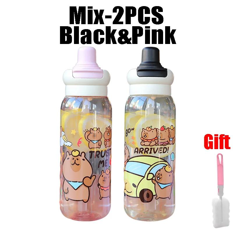 750ml Capybara Cartoon Portable Large-capacity Water Bottle Sports Straw Cups Student Plastic Water Cups Water Bottle