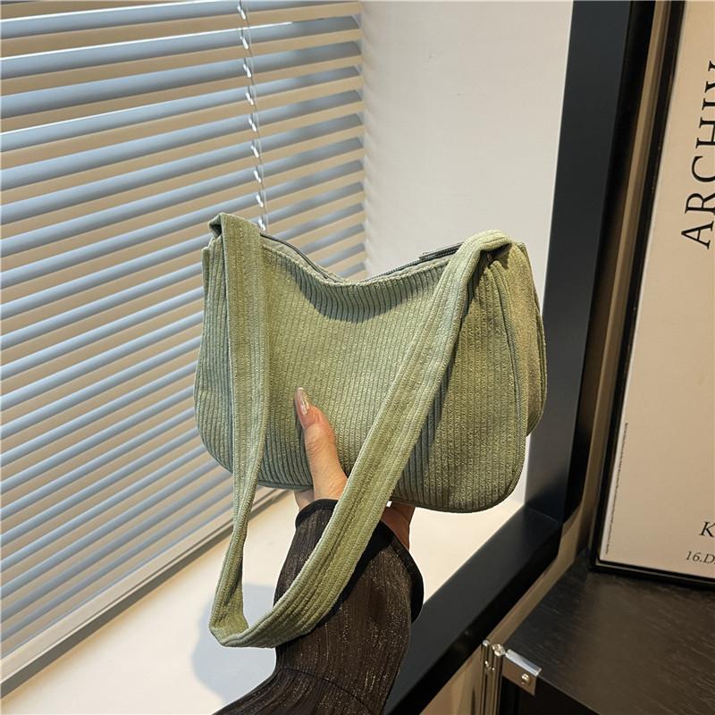 

Colored Corduroy Casual Large Capacity Student Class Commuter One Shoulder Dumpling Crossbody Bag Girl