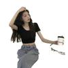 2025 Summer Korean Slim Fit Cross Back Short Sleeve T-shirt for Women