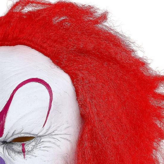 Scary Halloween Clown Masque with Red Hair Full Head Adult Evil Joker Latex Masque for Halloween Party Cosplay Masquerade Costume