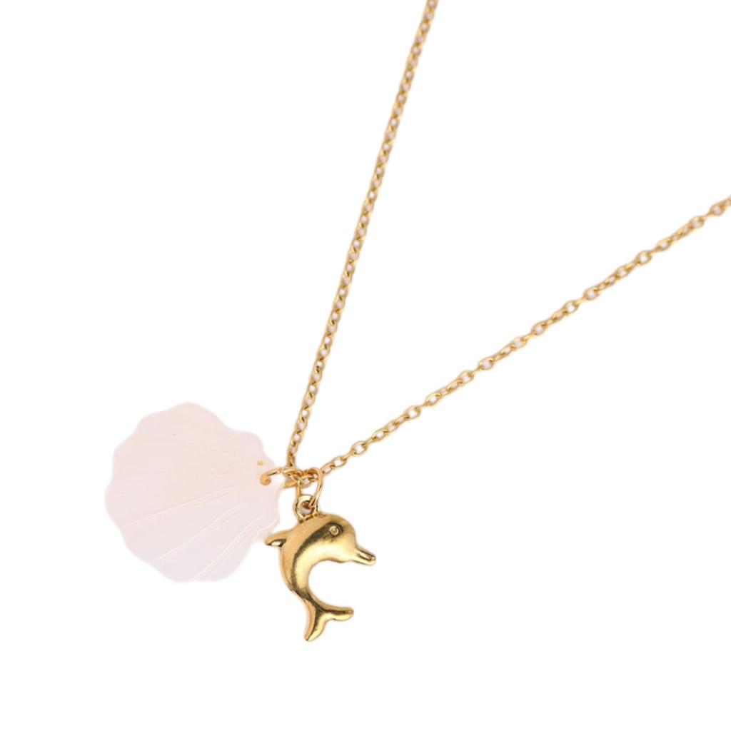 Stainless Steel Necklace Dolphin/Sea Turtles/Starfish/Seashells Pendant Choker Adjustable Length Neckchain for Women