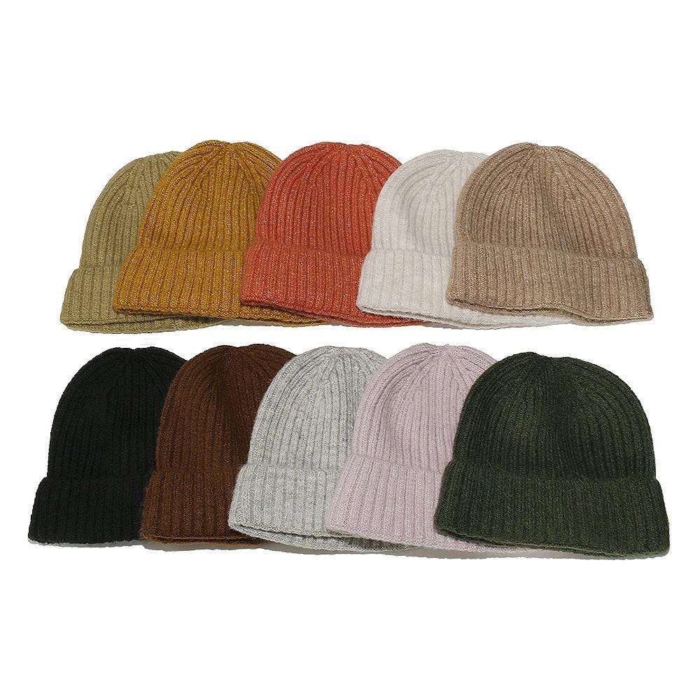 Wollmütze mit großem Kopfumfang, einfarbig, thermische Überziehmütze, Outdoor-Skimütze, Strickmütze für Damen