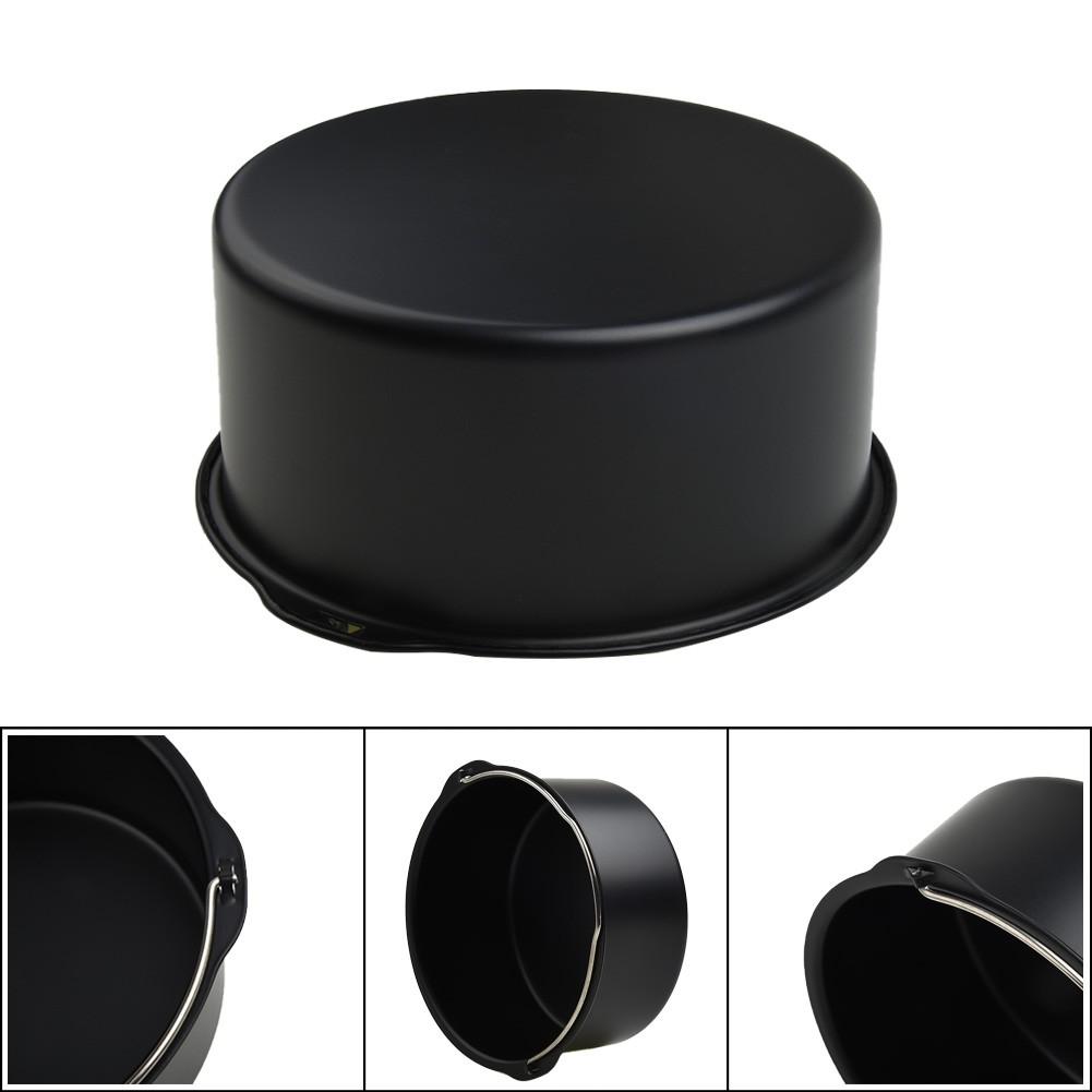 Sleek Black Carbon Steel Pan for 678Inch Round Cake for Air Fryer