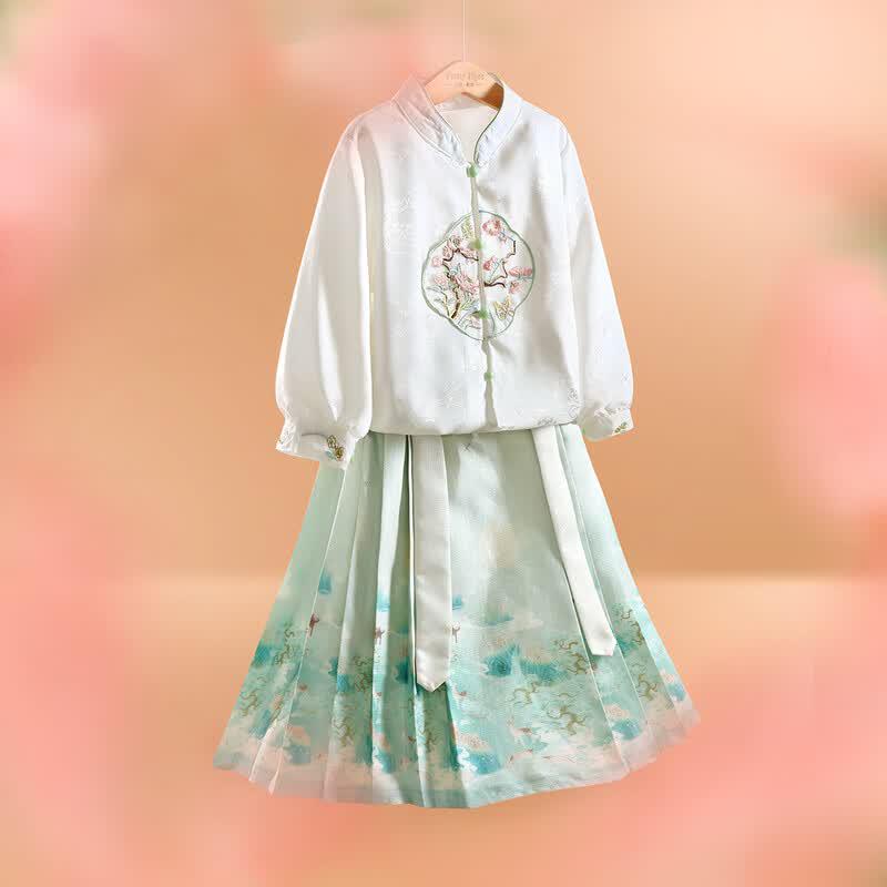 Girls New Chinese Style Embroidered Two-Piece Set 110