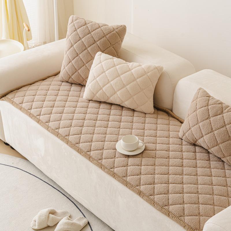 Autumn And Winter Sofa Cover Fabric Solid Anti Slip One-Piece Laying Straight Row Sofa Cushion Cover Skin Friendly And Versatile