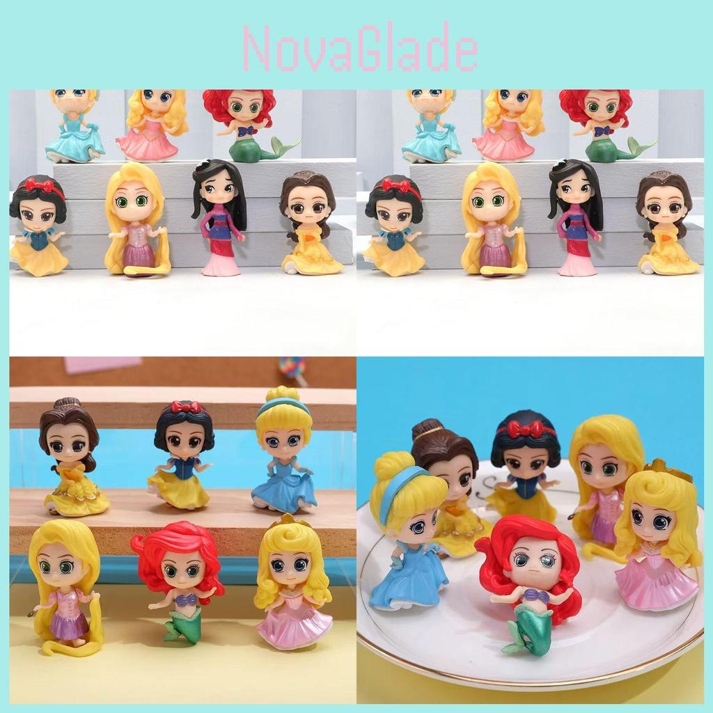 Entzückendes 7-teiliges Q-Version Prinzessinnen-Figuren-Set inklusive Schneewittchen Ariel Mulan Spielzeug