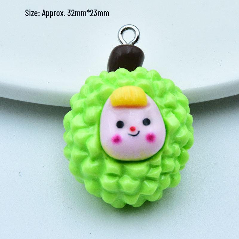 Resin Fruit Toy Pendant - 3D Strawberry & Peach Keychain DIY Jewelry Accessory
