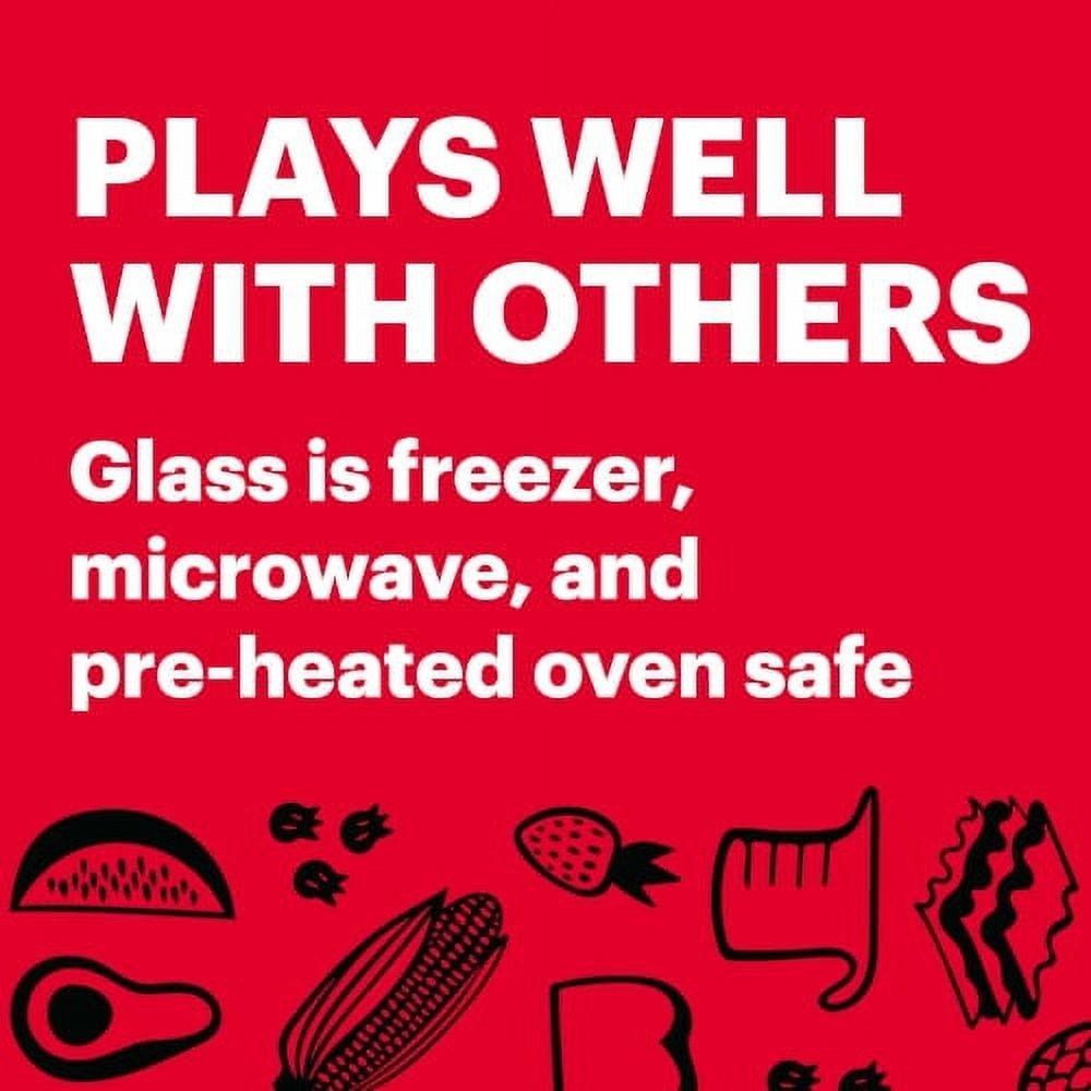 Lättgreppat Glasformset 4 delar med Röda Lock Nonstick Ugn Mikrovågsugn Diskmaskinssäker Hållbar Transportgrepp Förvaring