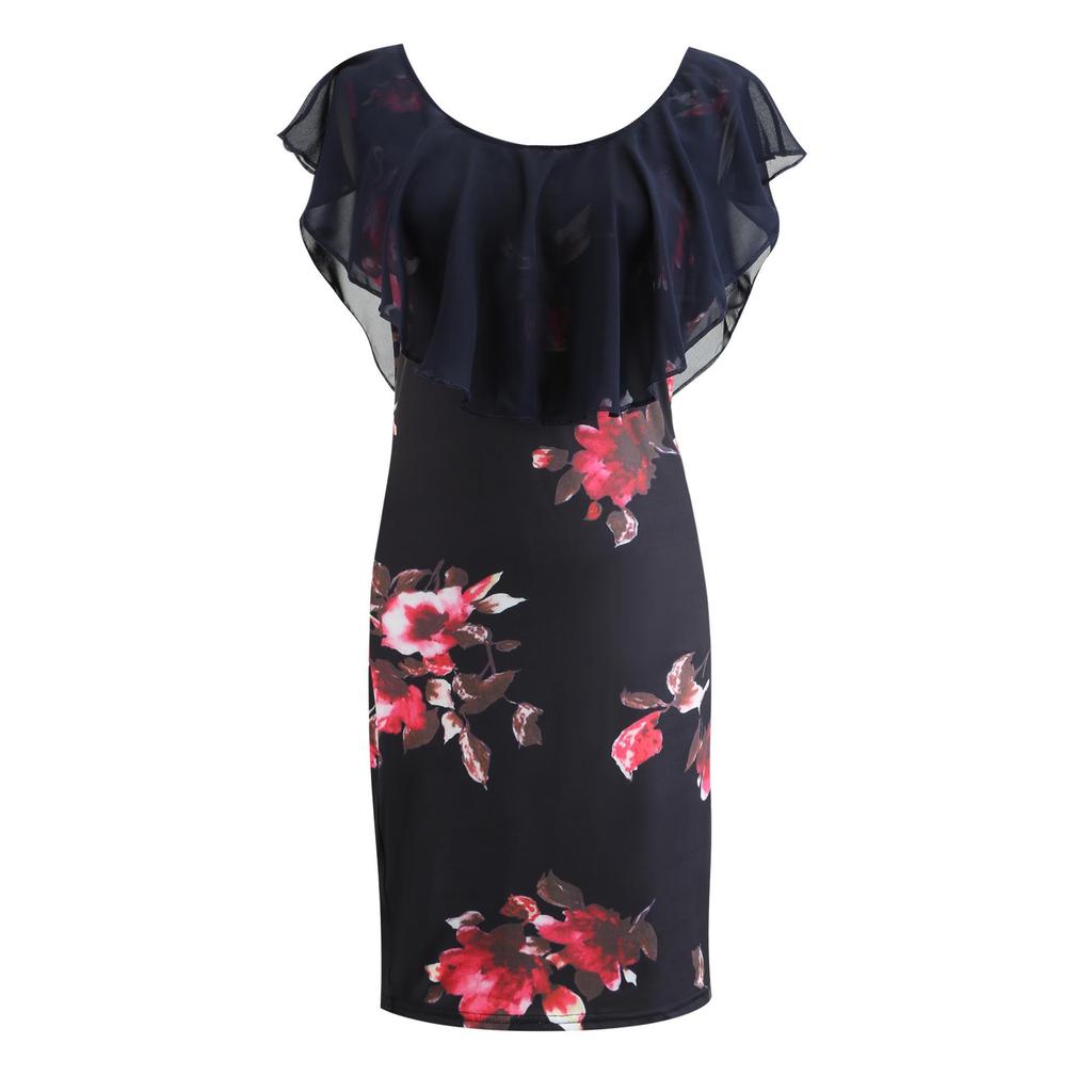 2025 European & American Slim Fit Fake Two-Piece Printed Summer Dress for Women