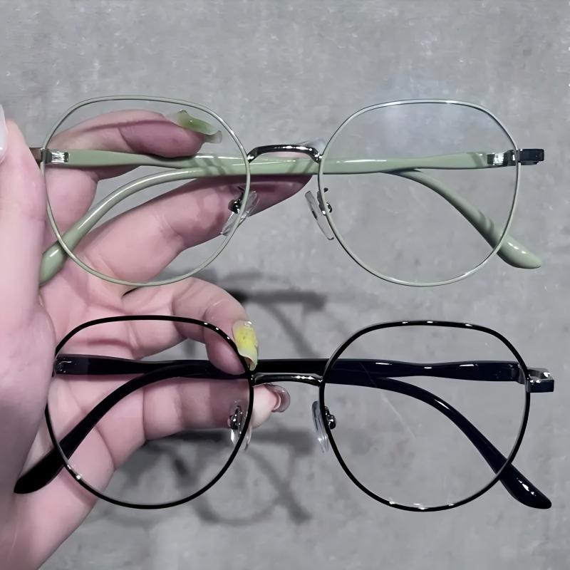 2pcs Fashionable round frame glasses with trendy frame design suitable for office formal occasions and daily wear