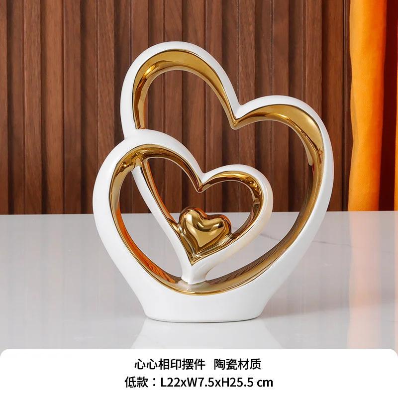 Sculpture décorative d'ambiance romantique nordique en céramique, connexion amoureuse, lumière, luxe, combinaison, décoration pour la maison, la Saint-Valentin