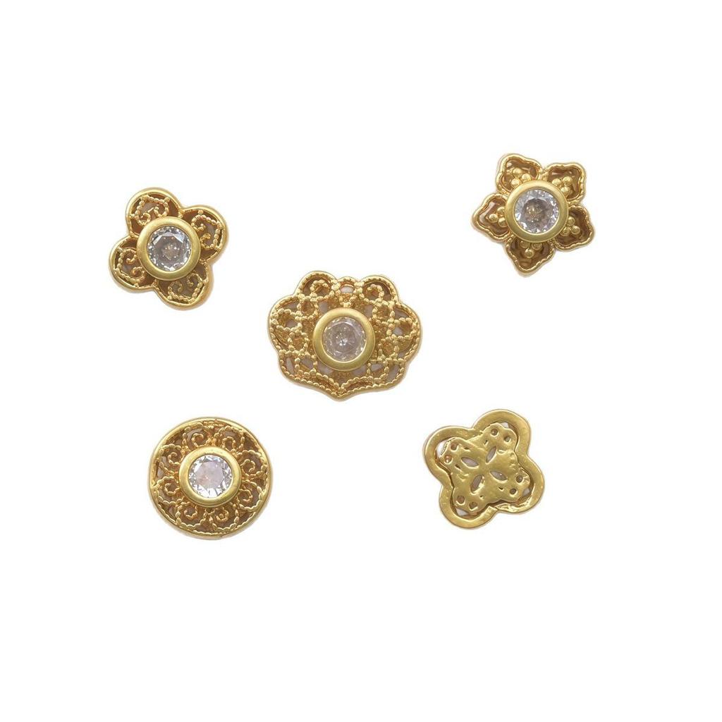 Gold-Plated Zircon Clover Spacer Beads for DIY Bracelets