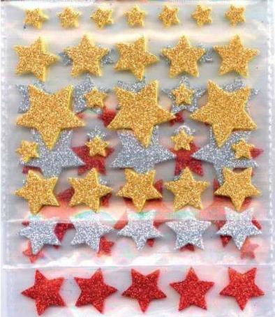 Foam Stickers Glitter Stars Mix Christmas