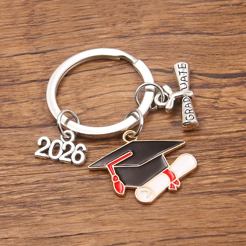 Doctoral Hat Graduation Cap Keychain 2026 Metal Pendant Gown Bag Keyring Fashionable Celebration Gift for College Students
