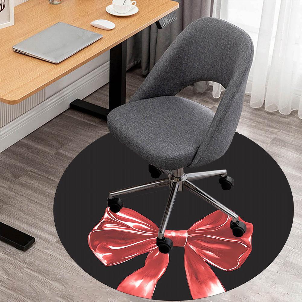 1pc bow ribbon Round Chair mat Area Rug - Non-Slip, Floor Mat for Office, Bedroom, and Indoor Decor c1118047