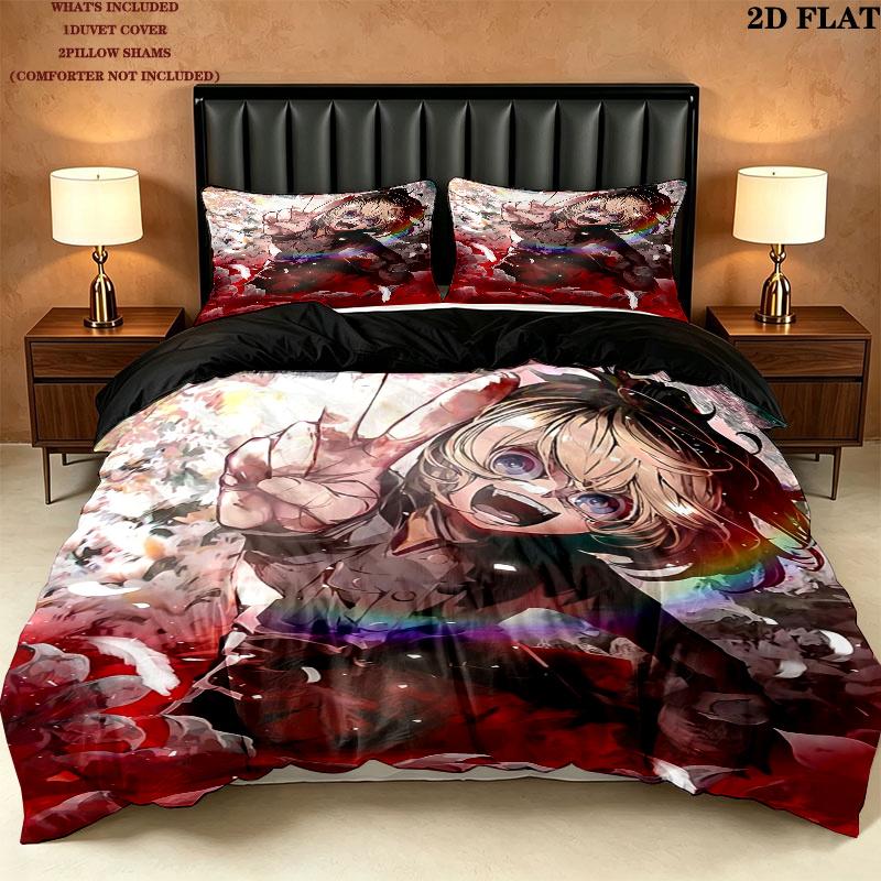 Saga Tanya Evil Pattern Bedding uilt Set uilt Cover Pillowcase Home Decoration Birthday Gift (1 * duvet cover + 2 * pillowcase without core)