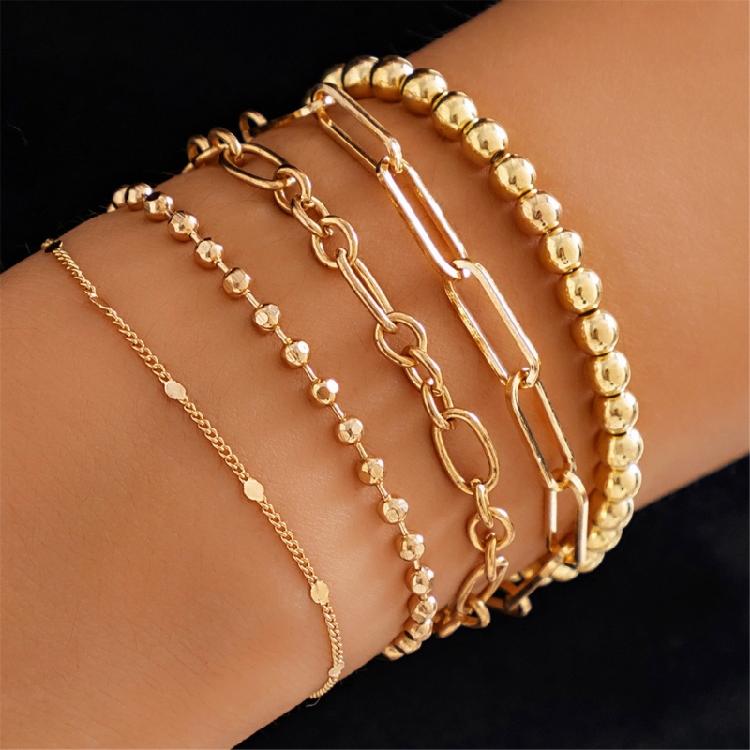 Pack of 5 Modern Alloy Bracelets For Women Adjustable Handchain Stackable Wrist Jewelry Perfect For Parties Weddings
