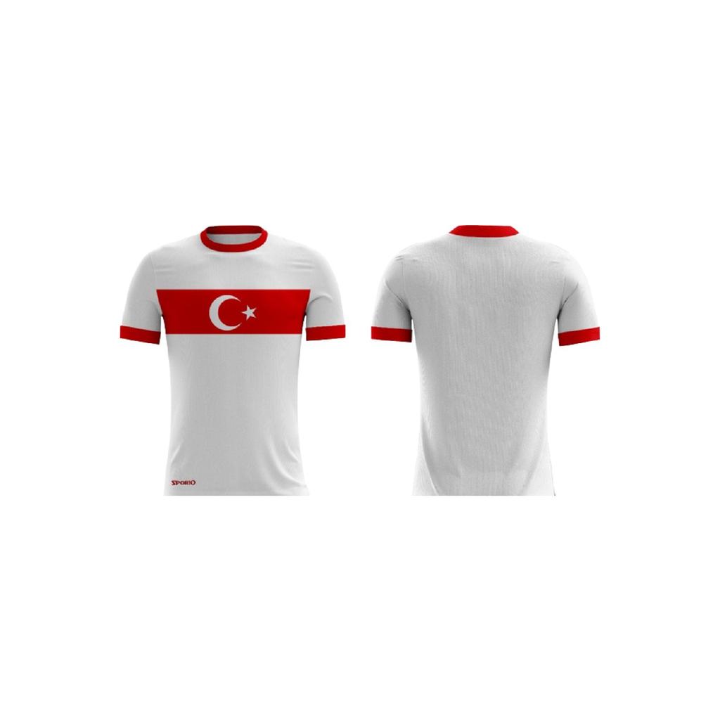 Football Jersey Red White Turkey Single Top