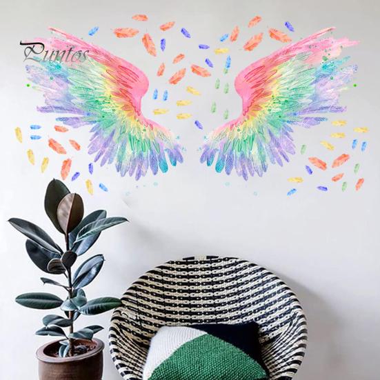 Wall Sticker Vibrant Color Angel Wings Wall Art Decal Creative Removable Sticker for Home Decoration