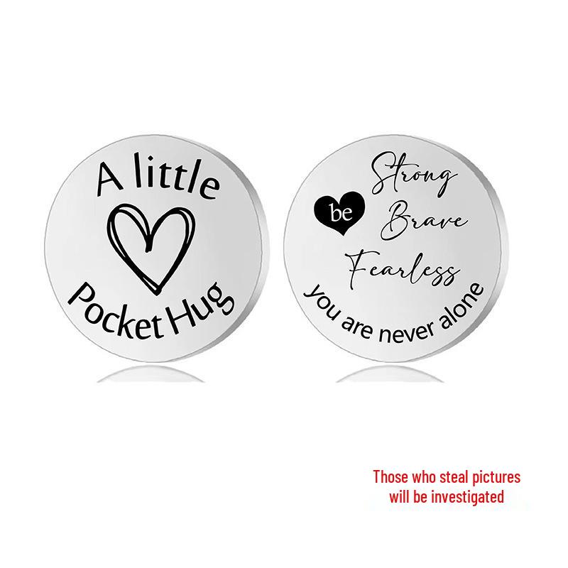 Lucky Charm Motivational Coin: Engravable Stainless Steel Couple & Family Gift Ornament.