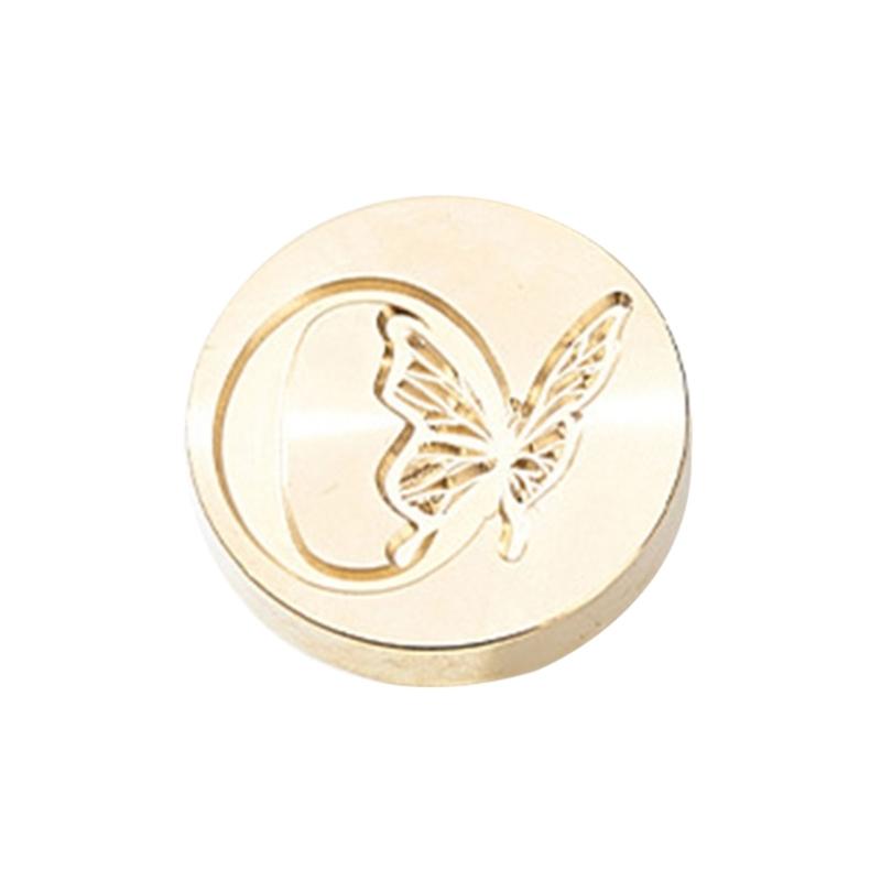 Butterfly Letter Pattern Wax Seal Stamp Head Metal Wax Stamp Head for Valentines Card Birthday Card Invitations Envelope