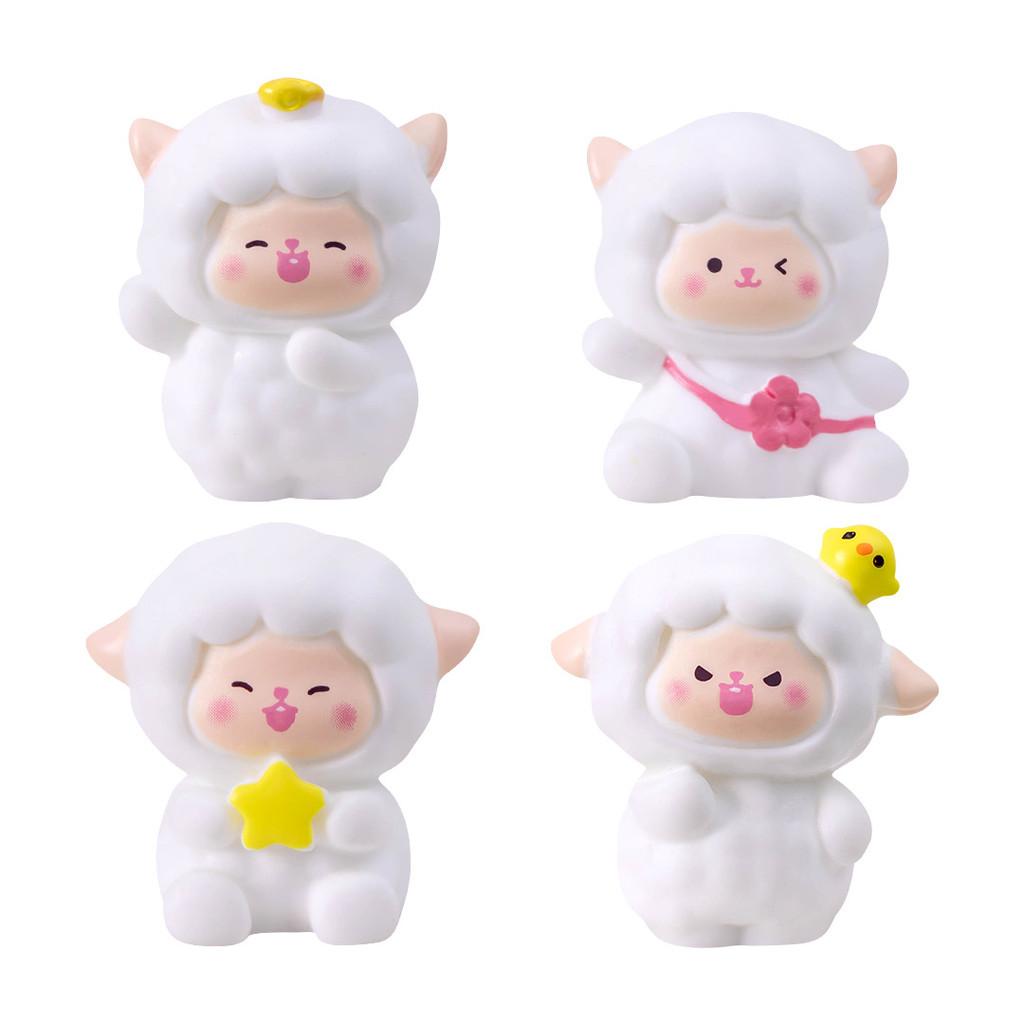 Charming Sheep Cartoon Collectible Figures In Six Designs For Whimsical Home Accents