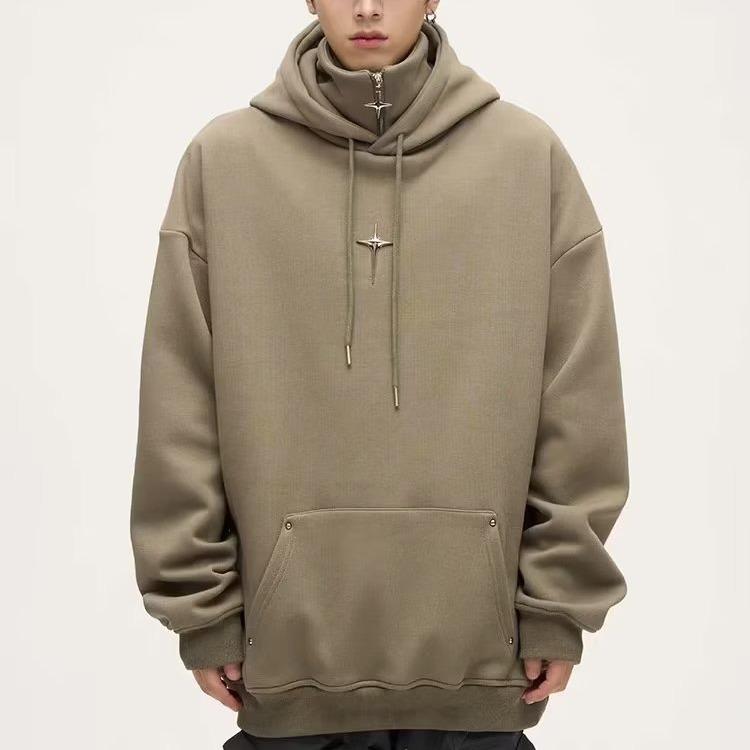 Men's High-End American Artistic Half-Zip Street Style Hoodie