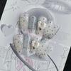 10Pcs Y2K Handmade Press On Nails Short Square Cartoon Stickers Pearl Wings Heart Bow Holiday Gift
